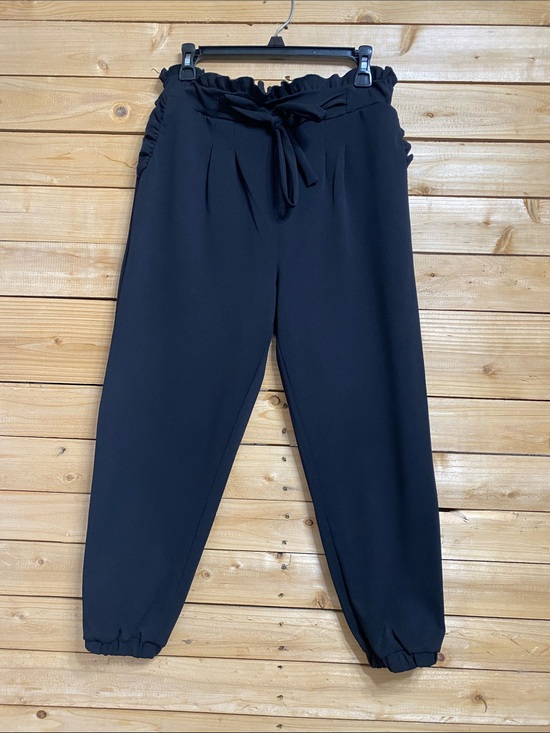 Pants - Black Paperbag Waist Tie Jogger Pants
